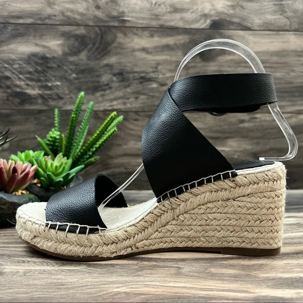 NEW Splendid Addie Leather Ankle Strap Espadrille Wedge Sandal 8M